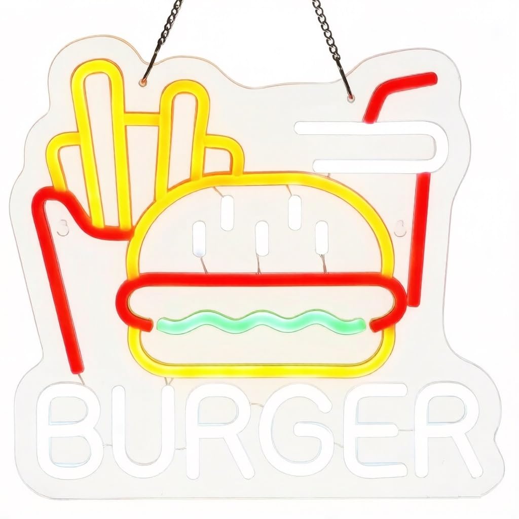 Dimmable LED Neon Sign, Fast Food Style, Cafe Bar Decor(7(32 * 30cm))