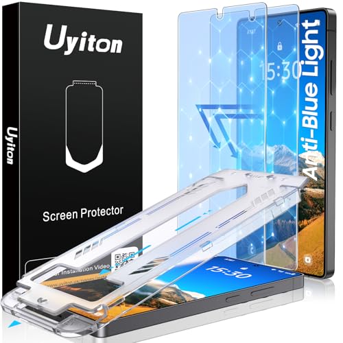 Image of Uyiton for Samsung Galaxy S25 Ultra Screen Protector Anti-Blue Light | Easy to Install Shatterproof Full Coverage Case Friendly 9H Tempered Glass Screen Protector, 2 Pack