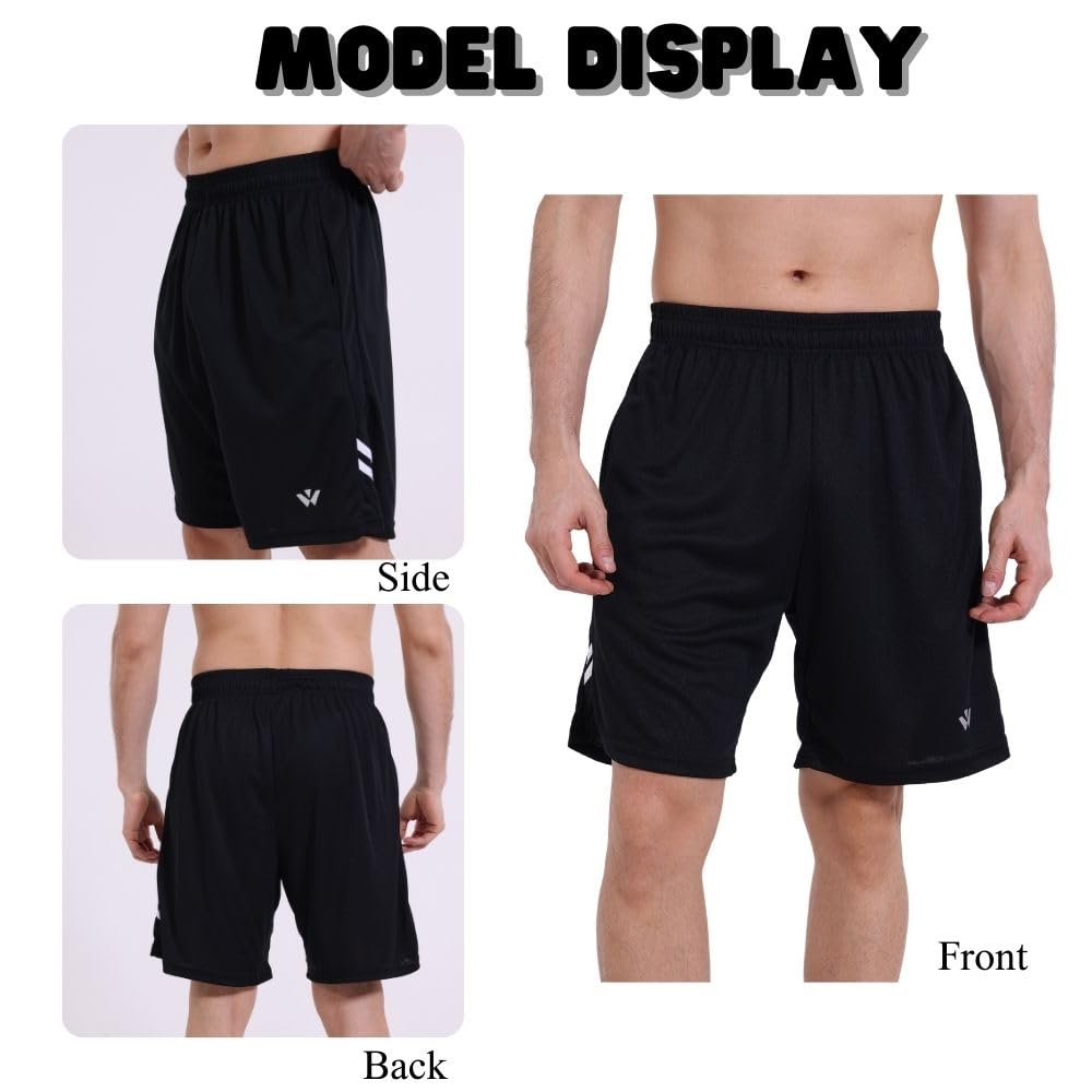Confezione da 3 pantaloncini da corsa da uomo con due tasche ad asciugatura rapida per jogging, allenamento, allenamento sportivo
