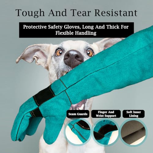 Tokaneit Anti Biss Schutzhandschuhe,Anti Biss Handschuhe,Handschuhe für den Umgang mit Tieren,Anti Biss Arbeitshandschuhe,Anti Biss Langar Handschuhe,Tierbiss Handschuhe Grün 45 cm