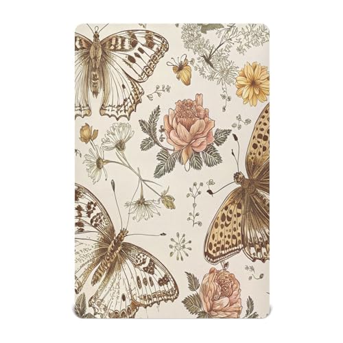 Image of Kigai Vintage Butterfly Crib Sheets for Boys Girls Jersey Knit Fitted Baby Sheets for Standard Crib and Toddler Mattresses, Cozy Soft Breathable, 28 x 52 inch