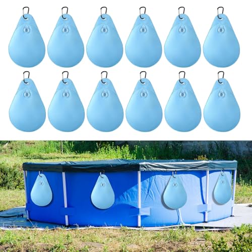 WEDNOK 12 unidades de cubiertas de piscina con pesos para cubierta de piscina de 24 x 34 cm, bolsa colgante para llenar la piscina de invierno, pesos para cubierta de piscina de invierno