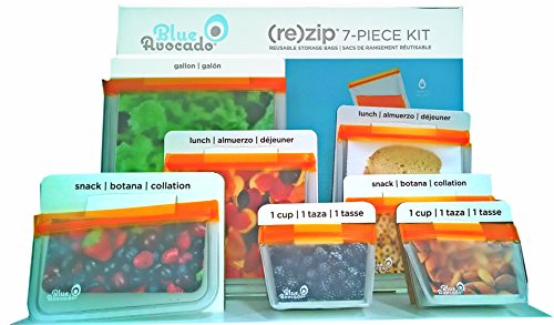 Blue Avocado (Re)zip Reusable Storage, Snack, and Sandwich Bags; 7-piece Kit