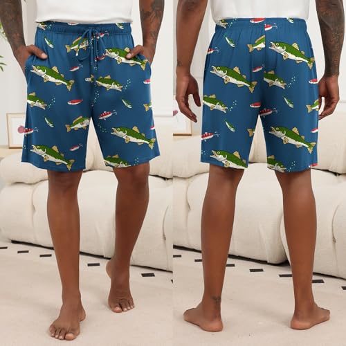 Image of Ekouaer Men's Pajama Shorts Soft Sleepwear Bottoms Elastic Waistband Loungewear Breathable Men Shorts with Pockets