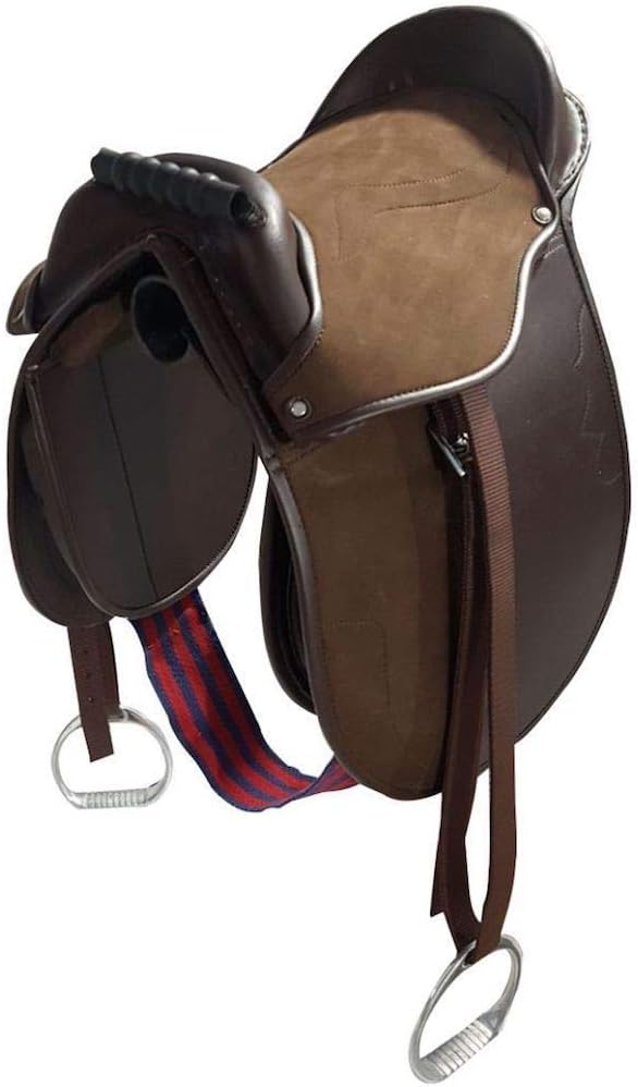 Kids PONY PAD/Cub Saddle complete with stirrups, girth & Straps (14 Inches, Brown)