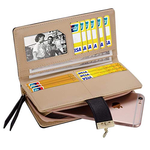 Women's Rose Gold Vegan Leather Leaf Bi-fold Card Coin Holder Long Wallet4