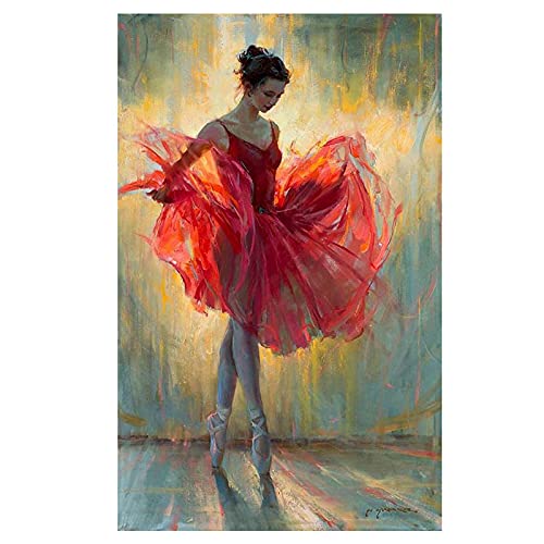 Tableau ballerine jupe rouge peinture sur toile pour insuffler poésie et grâce chez vous
