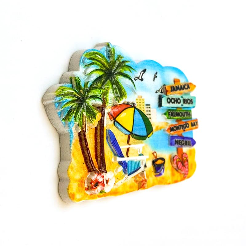 Imán Decorativo Jamaica Beach Scene 3D Resina 4x2x6 in miniatura 1