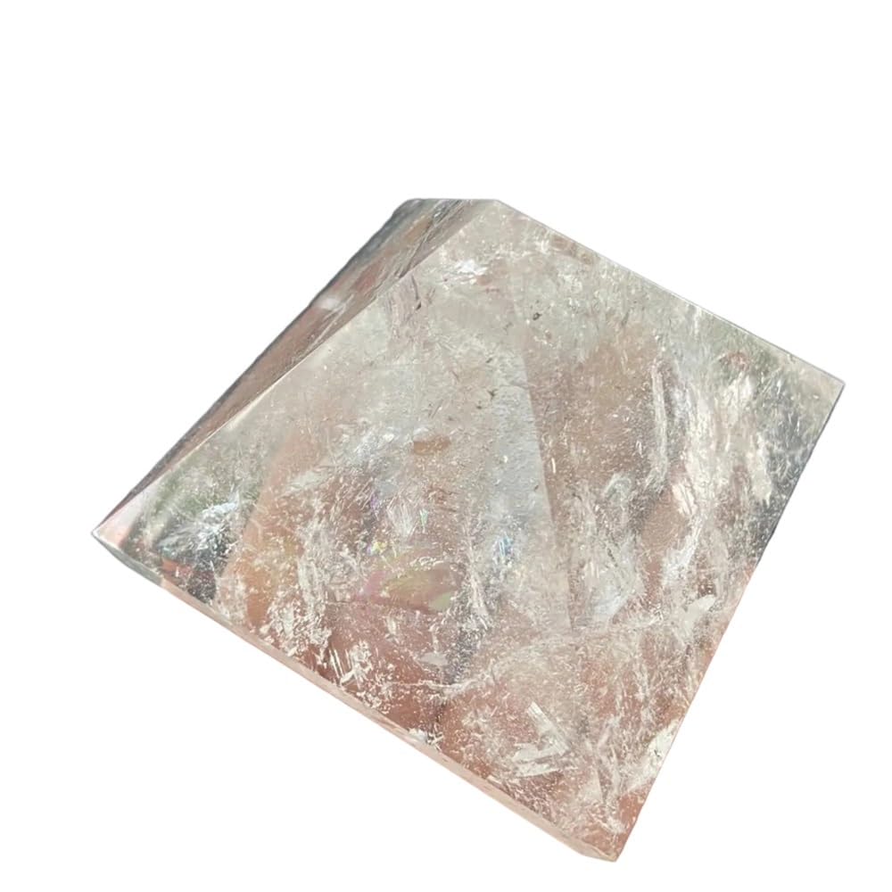Hermoso Pirámide de cristal de cuarzo transparente natural - Piedra de Reiki transparente for meditación y trabajo energético(80-90mm)