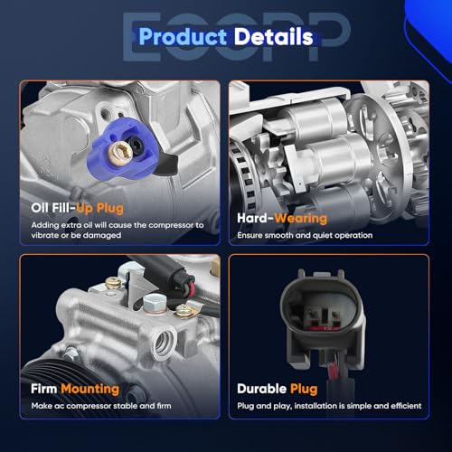 Image of ECCPP AC Compressor for BMW 325i 325i 328i 330i 2006-2007 | for BMW M5 M6 5.0L 2006-2010 for BMW 528i Z4 3.0L for BMW M3 4.0L 2008-2013 Fast Cooling AC Compressor with Clutch