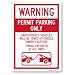 SmartSign 14 x 10 inch â€œPermit Parking Only, Unauthorized Vehicles Towedâ€ Metal Sign, 40 mil Laminated Rustproof Aluminium, White and Red