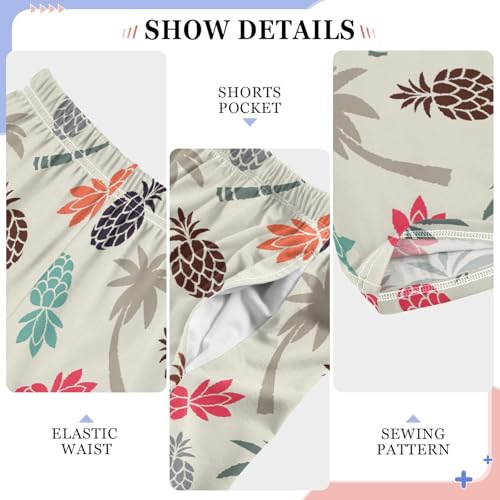 ZZXXB Pineapple Palm Trees Boys Long Pants Soft Trousers Elastic Waist Kids Lounge Bottoms with Pockets S-XL4