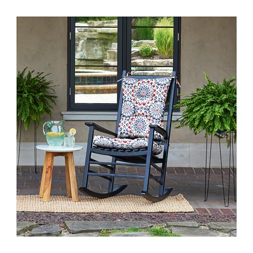 Arden Plush Indoor/Outdoor Rocking Chair Cushion Set, 20 x 18, Water Repellent, Fade Resistant, Tufted Cushion for Rocking Chairs Clark Blue by Arden Selections - Used condition - US$36.53