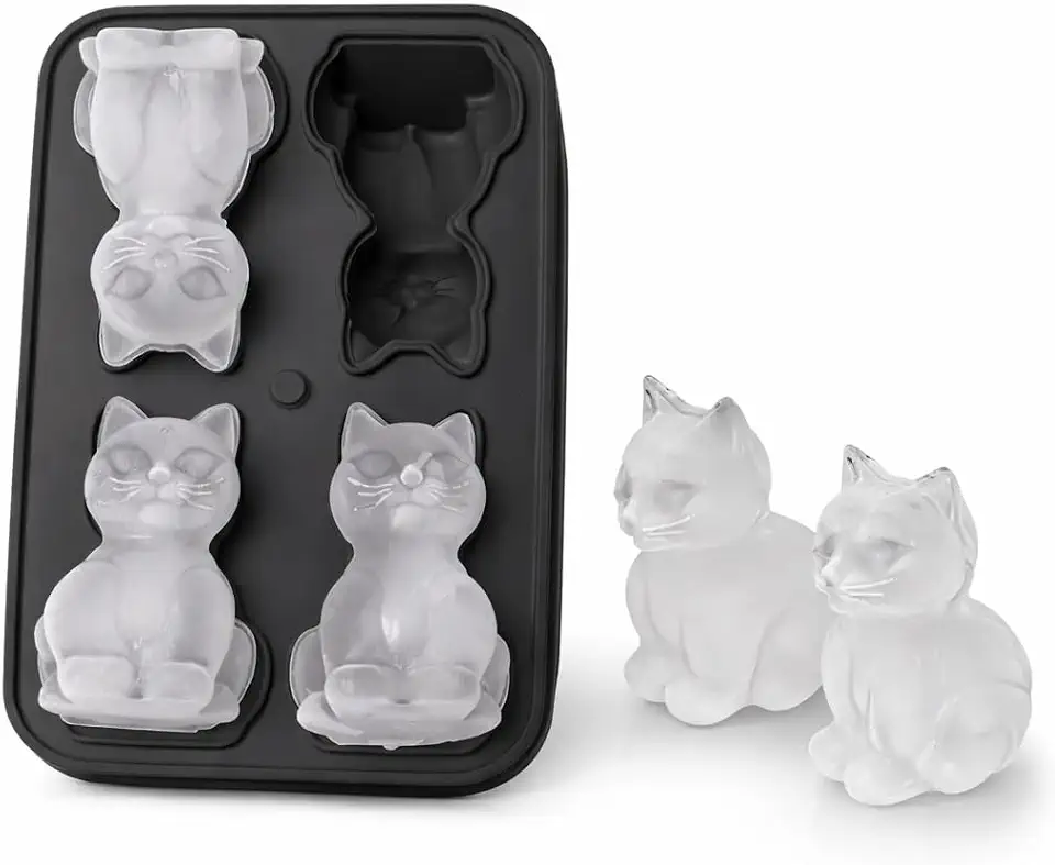 Forma de Gelo 3D Gatinho em Silicone Premium – Molde Reutilizável BPA Free para Whisky, Drinks e Sobremesas Criativas – Ice Cube Mold Divertido para Bar e Cozinha