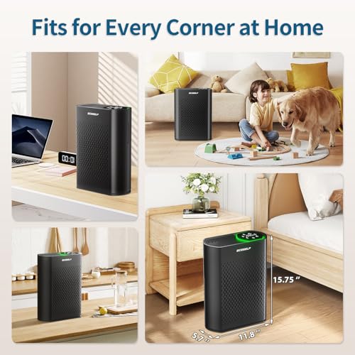 powerful air purifiers for home large room up to 2400 ft with air quality monitor 20db sleep mode air purifier for bedroom office living room hap602 black