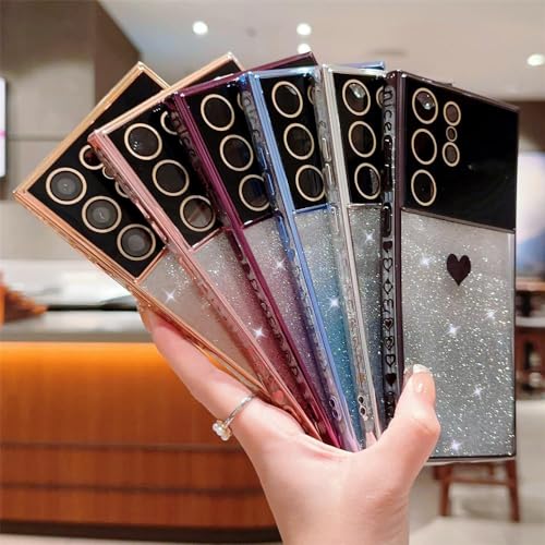 Coque dégradé de paillettes plaquée or motif cœur mignon
