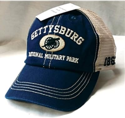 Civil WAR Gettysburg Pennsylvania National Military Park Blue MESH HAT 1863 Adjustable Cap with Canon