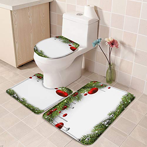 All Like Badvorleger-Set, rutschfest, weich, wasserabsorbierend, Weihnachtsmotiv, 50,8 x 81,3 cm, Badematte 40,6 x 50,8 cm, WC-Deckelbezug 40,6 x 45,7 cm – Bild 3