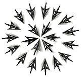 Huntingdoor 2 Dozen Black 100 Grain Archery Traditional Broadheads 2 Screw in Fixed Blade Hunting Arrow Head Tips Practice Target Points for Archery