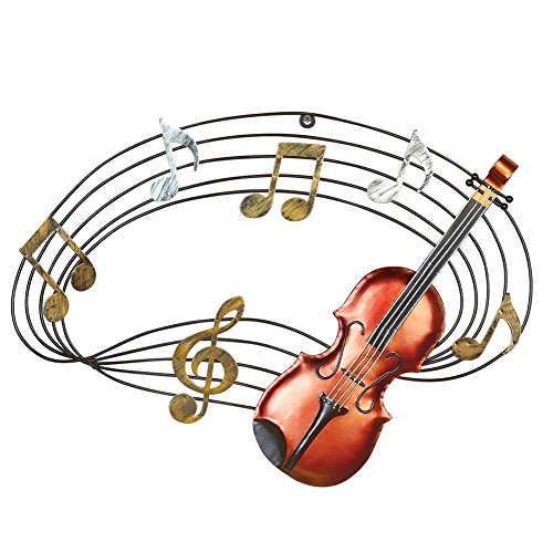 Musical Notes and Violin Hand-Painted Hanging Wall Art