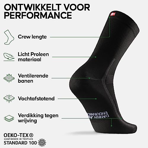 DANISH ENDURANCE Crew Fietssokken voor Dames & Heren, Ademend, Mountainbiken & Wielrennen, 3 paar - Afbeelding 3