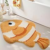 LUMI Cute Animal Bathroom Rugs, Plush Absorbent Bath Mats for Bathroom, Non-Slip Backing Washable Bath Mat, Ideal for Shower Sink Bathtub Room Decor, 20'x35', Clownfish