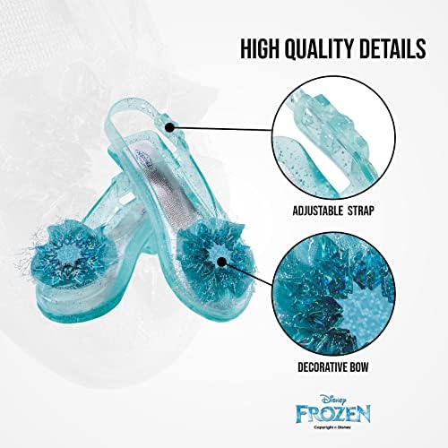 Disney Official Elsa Shoes, Frozen Dress Up Accessories for Girls Princess Shoes Sparkle Fancy Dress Shoes One Size