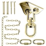 SK CHUMRA Premium Hammock Hanging Kit -1600lbs Capacity, 60' Chain & 360° Hooks, Permanent Color - Ideal for Ceilings, Chandeliers, Acrylic Bubble Chairs & Durable for Indoor/Outdoor Use (Gold)