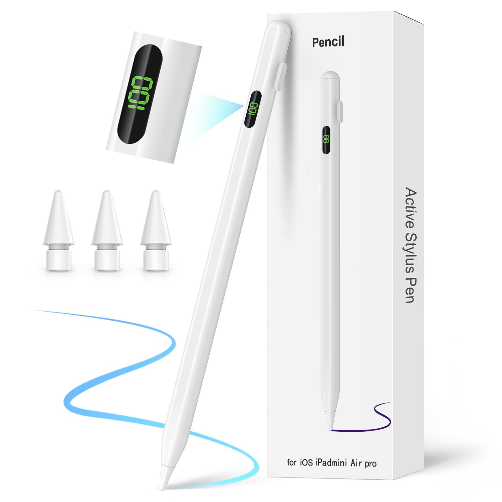 Amazon | MuGaoDee タッチペン iPad用ペンシル【2025増量LED表示画面