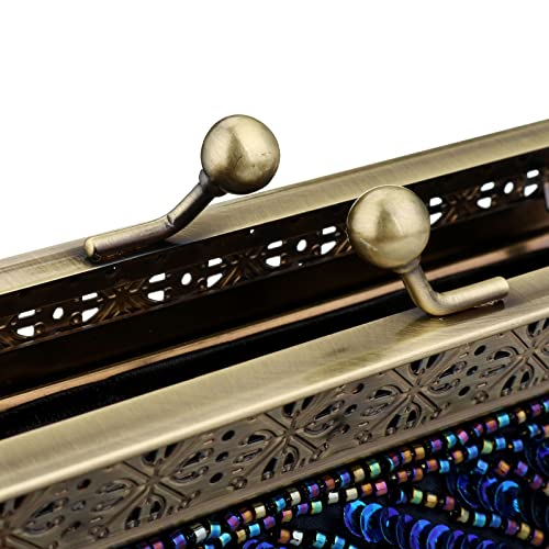 Vistatroy Vintage Style Beaded And Sequined Evening Bag Wedding Party Handbag Clutch Purse For Women Evening (Peacock Blue) #TOP6