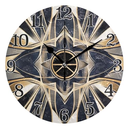 Horloge style Art Déco motif abstrait pendule murale design ronde