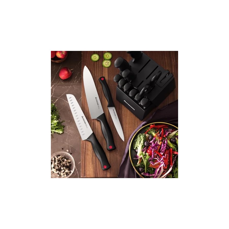 Astercook-Kitchen-Knife-Set-15-Pieces-knives-Set-with-Built-in-Sharpener-High-Carbon-German-Stainless-Steel-Chef-Knife-Block-Sets-Sharp-Rust-Resistant-Dishwasher-Safe-Black Astercook Kitchen Knife Set, 15 Pieces knives Set with Built-in Sharpener, High Carbon German Stainless Steel Chef Knife Block Sets, Sharp & Rust Resistant Dishwasher Safe Black