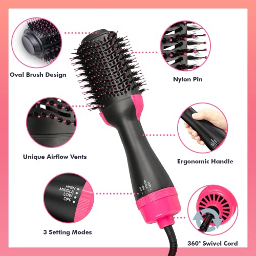 Hair Dryer Brush Blow Dryer Brush In One, Multi-Function Hot Air Brush Hair Dryer And Styler Volumizer, Negative Ion Anti-Frizz Hair Straightener Brush With Ceramic Titanium Barrel, 75 Mm Oval Shape #TOP3
