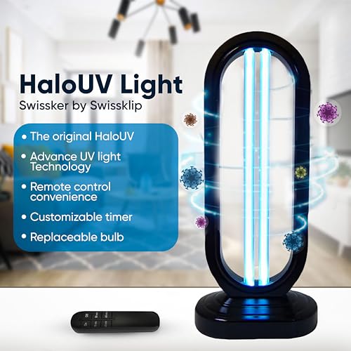 Swissklip HaloUV, Mold Remover, Home Disinfection Device, Dust Mites Remover, UV Light Sanitizer, Ultraviolet Sanitizer for Home, Room & Kitchen, Ultraviolet Light with 4 Speed Timings