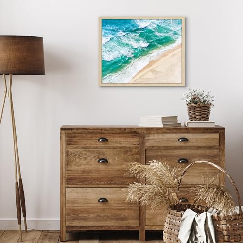 Americanflat 16x20 Picture Frame with Polished Plexiglass - Streamline Collection - Thin Border Picture Frame for Wall Display - Hanging Hardware Included - Natural Oak