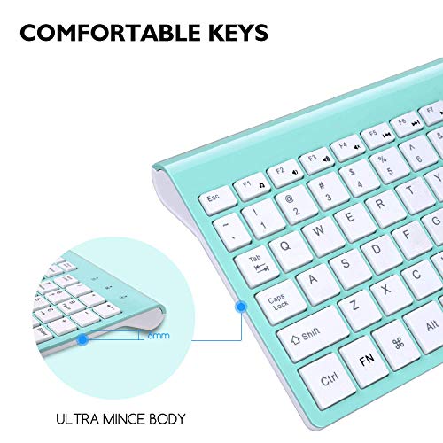 Image of cimetech Wireless Keyboard and Mouse Combo, 2.4G Comfortable Ultra Slim Ergonomic Keyboard, Plug and Play Compact Full Size Keyboard for Mac, Windows, Laptop, Tablet, Computer (Green)