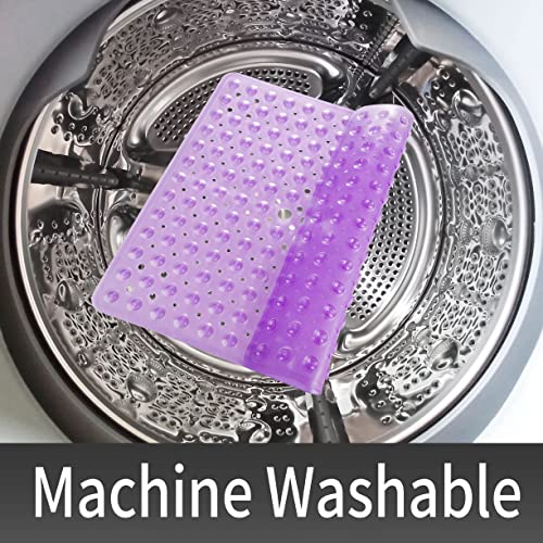 Yimobra Shower Mat For Bathtub, 21 X 21 Inches Bath Tub Square Mats, Non-Slip With Drain Holes, Suction Cups, Bpa, Latex, Phthalate Free, Machine Washable, Clear Purple #TOP4