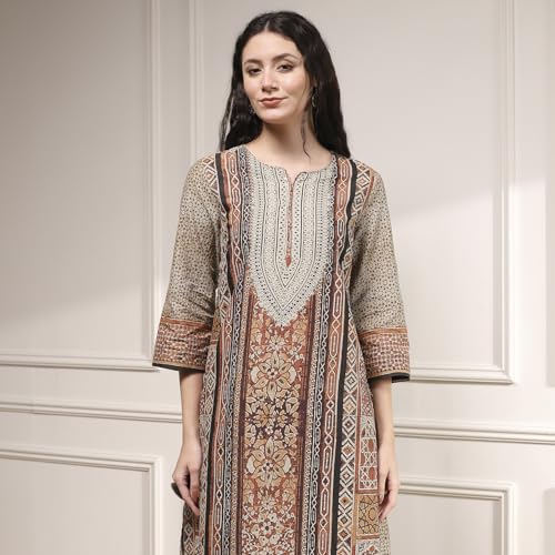 Image of BIBA Women's Cotton Kurta, Bottom, Dupatta
