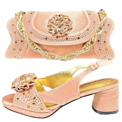 Chaussures de fête nigériane et sac talons ouverts femme pour mariage soirée taille 44