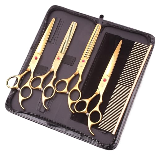 Tijeras Peluqueria Profesional Tijeras, Kit de tijeras belleza, rectas, curvas(Color 7)