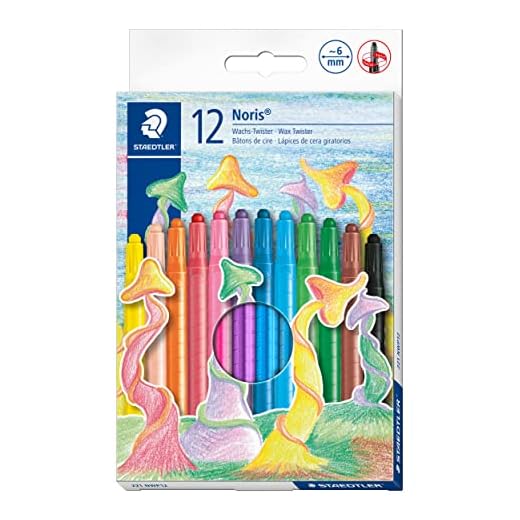 Staedtler Noris Club 221 NWP12, Lápices de cera giratorios, Estuche con 12 ceras de colores surtidos