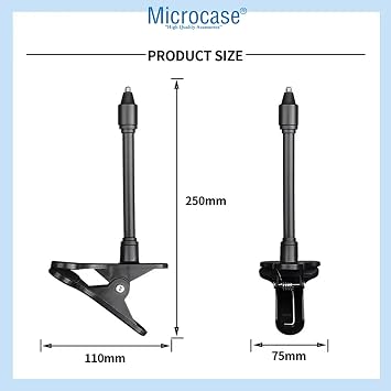 Microcase Kıskaç Tutacaklı 1/4 Vida Girişli Esnek Web Kamera Bebek Kamerası Tutucu - AL5013 (Siyah)