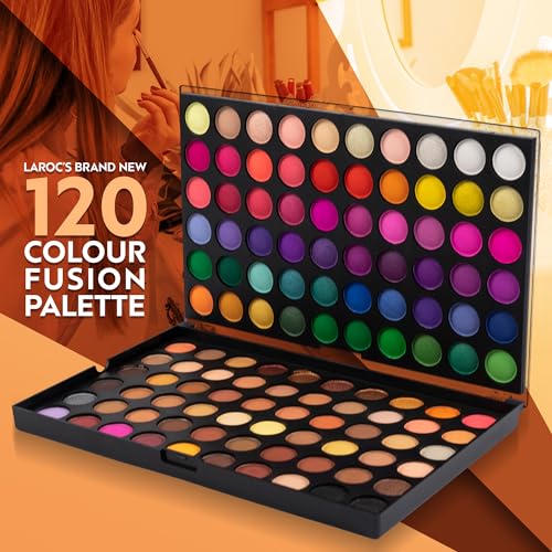 LaRoc Fusions 120 Colours Eyeshadow Palette Makeup Set | Pigmented Shimmer Matte, Glitter and Metallic Eyeshadow Set Makeup Palette | MUA Blendable Matte and Nude Shades Eye Shadow Set - Image 6