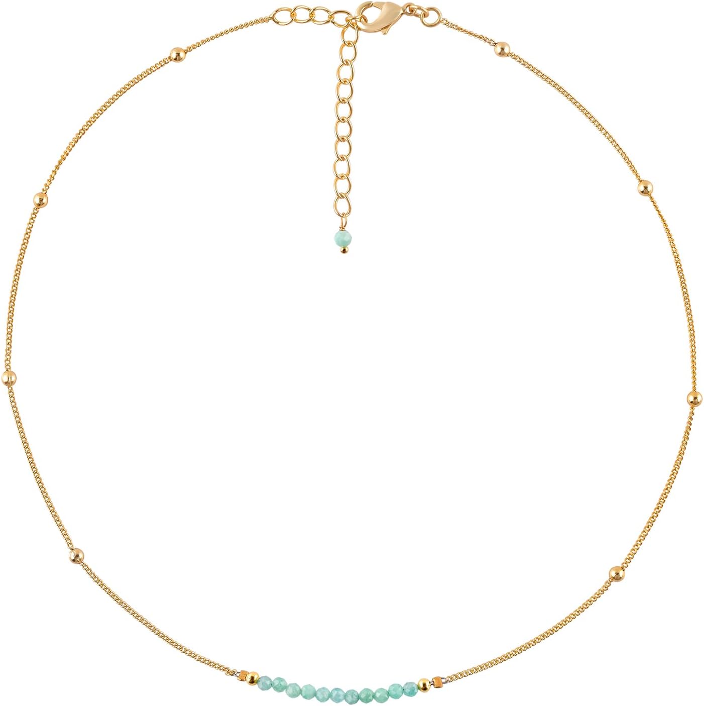 InfinityGemsArt Gemstone Jewelry Gold Necklace For Women Satellite Beaded January Birthstone Natural Gemstones 18K Gold Plated Adjustable Chain Birthday Gifts