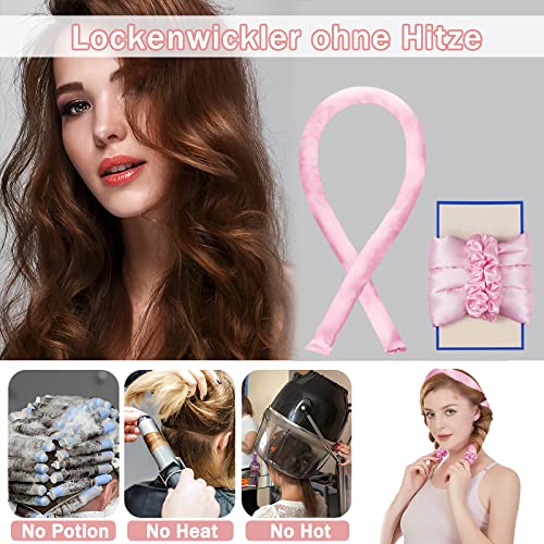 Heatless Hair Curler,Heatless Curlers To Sleep In Overnight Hair Roller With Hair Clip Lazy Natural Soft Satin Diy & Cotton Heatless Curling Rod Headband For Women-Pink #TOP1