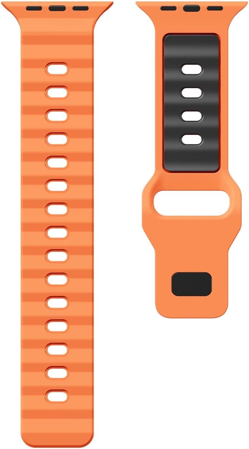 Generic etui kompatybilne z zegarkami serii 11/10 46 mm (kolor: pomarańczowo-czarny) twarde silikonowe etui z paskiem sportowym