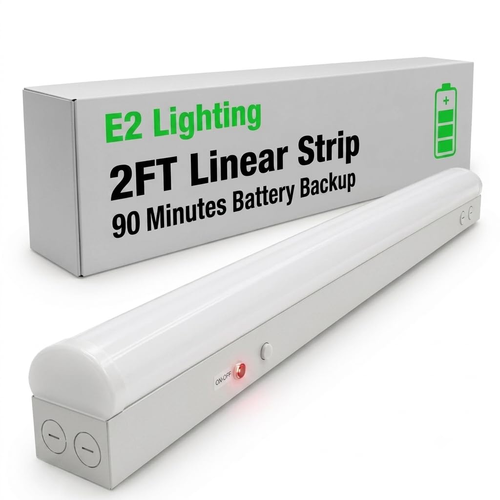 E2 LIGHTING 2ft LED Light Strip, Linear, 10 W Emergency Battery, 18W