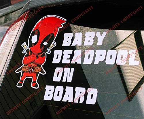 Adhesivo Baby Deadpool ON BOARD para coche y moto