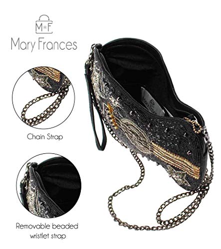 Mary Frances Superstar Beaded Handbag Guitar Glam Crossbody Bag, Black2