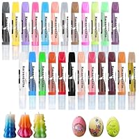 Dreamsolearoy 24 Farben Wachsmalstifte für Kerzen, Kerzen Bemalen Set, Sicher & Schnelltrocknend - Dekorieren von Kerzen, Geschenke, Oster/Weihnachtsbasteln für Erwachsene/Kinder